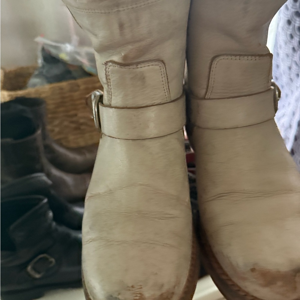 Frye Cream Ankle Boots